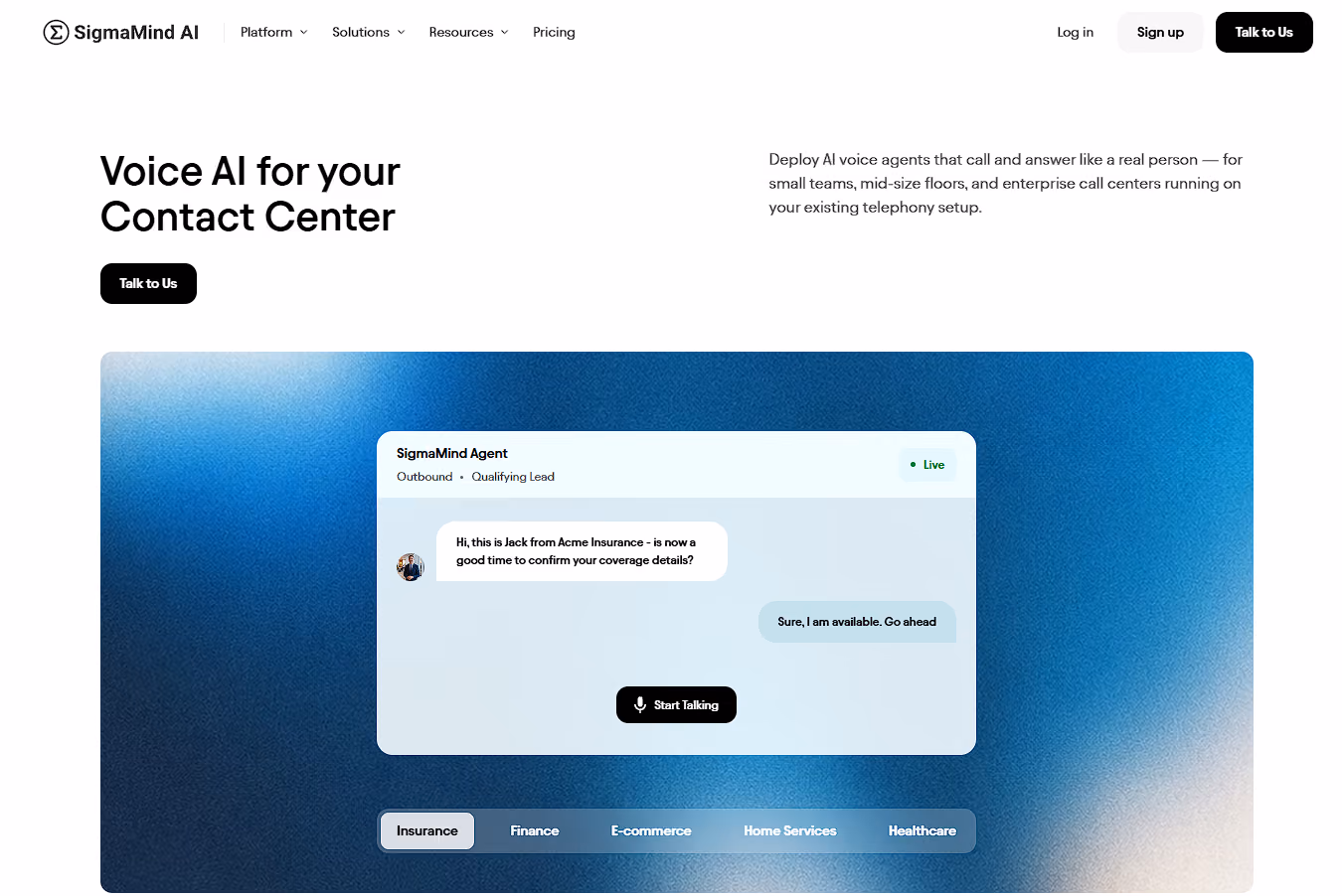 Voice AI Website for Contact Center