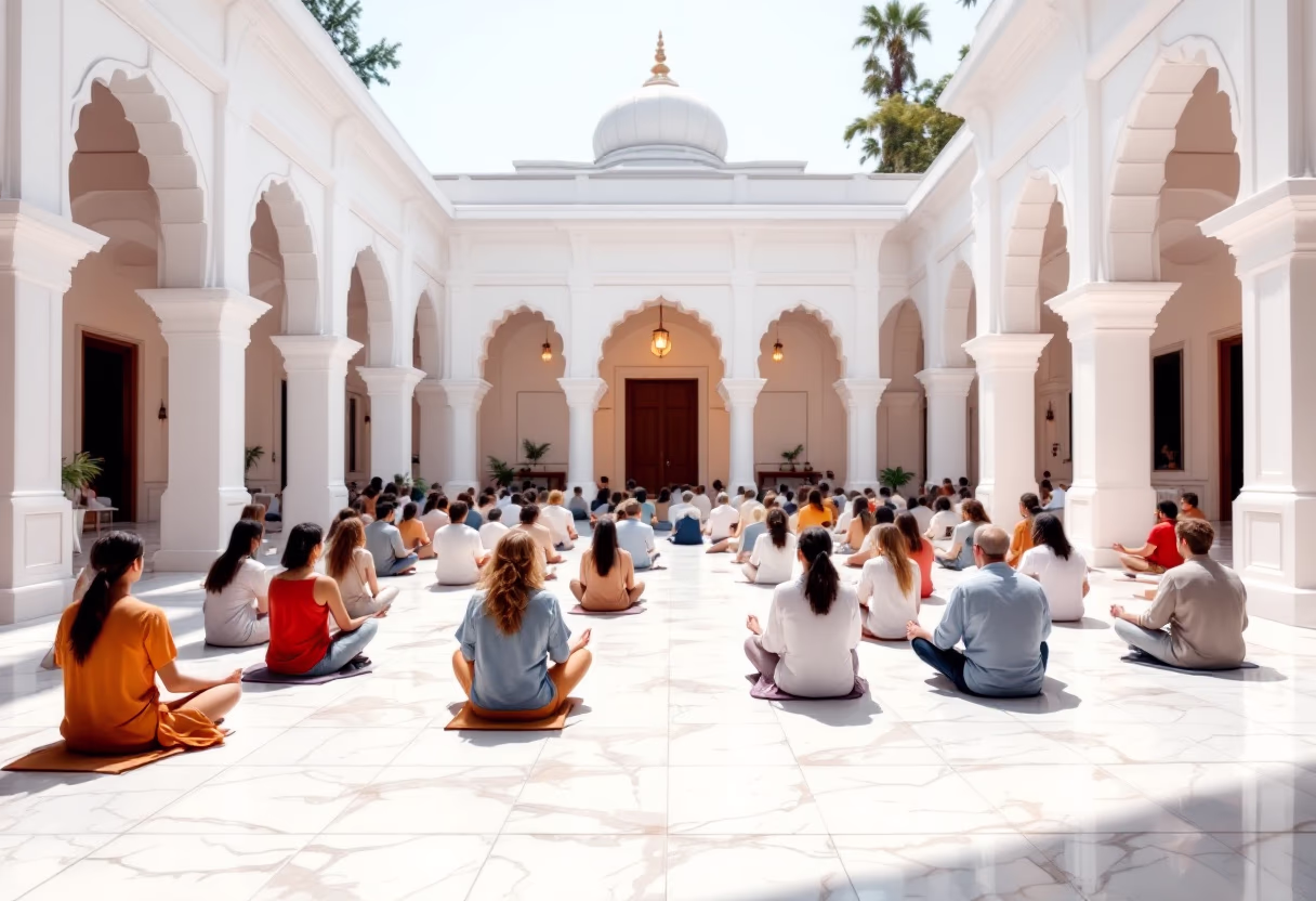 [background image] image of community gatherings (for a hindu temple)