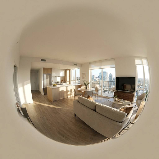 A 3D bubble of a space, warping the view.