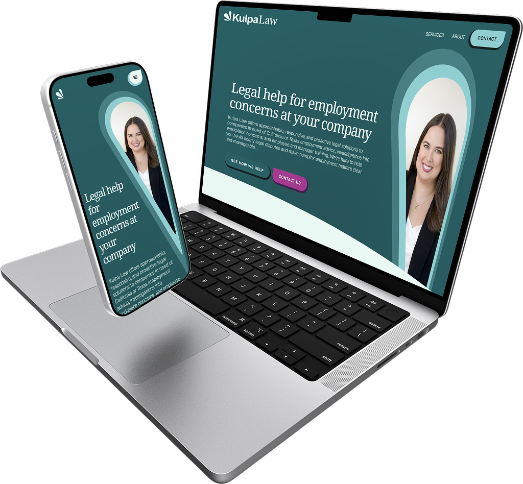 Kulpa Law website design on laptop and phone