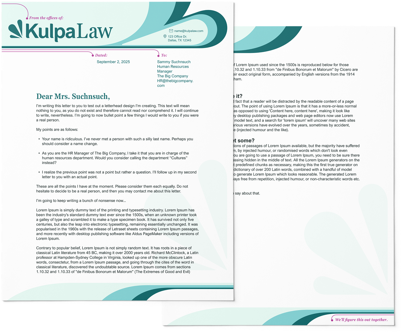 Kulpa Law letterhead design