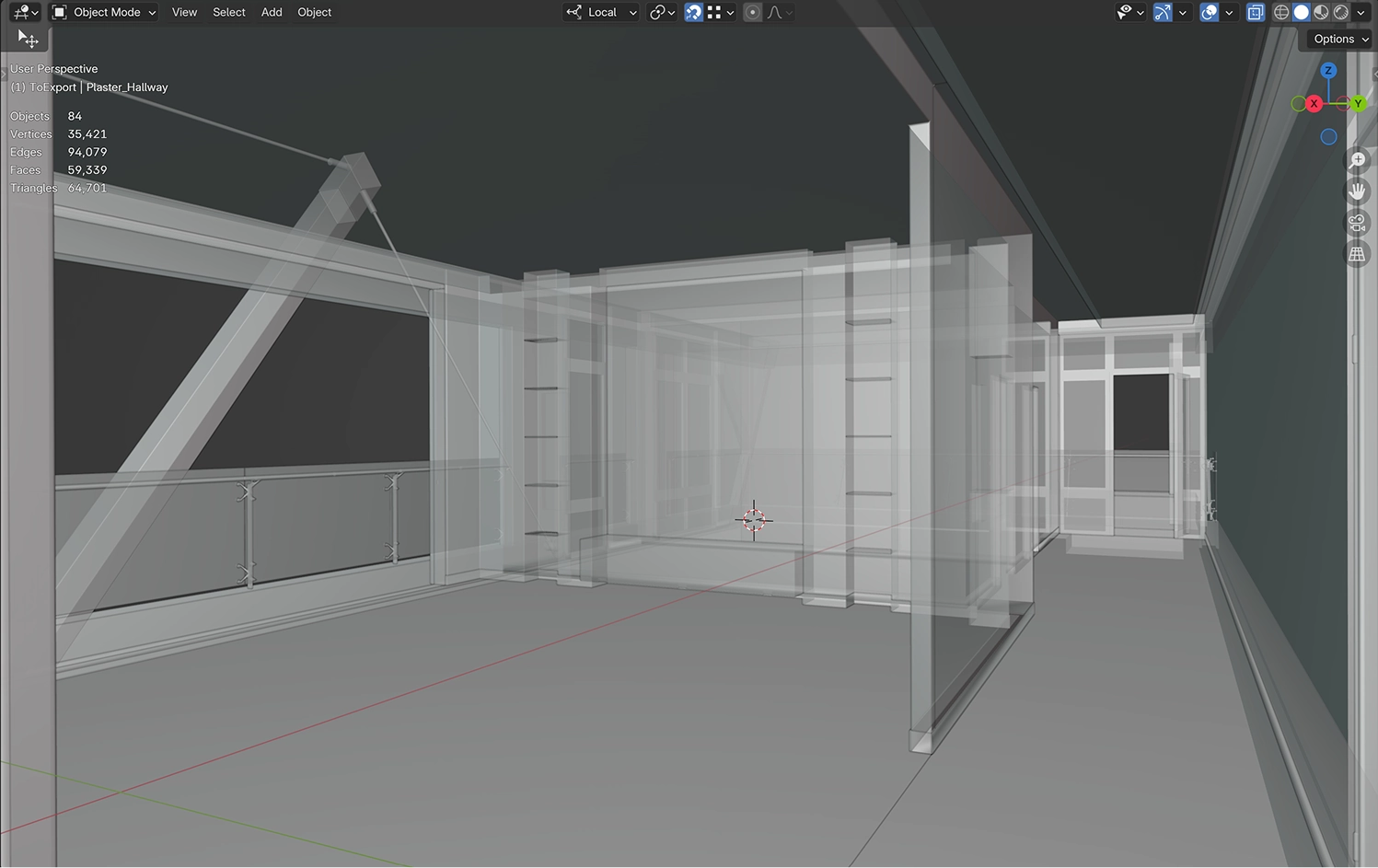 Screenshot of a Blender 3D model of a residential unit