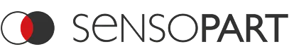 Sensopart Logo mit schwarzem Schriftzug und rot-schwarzem Kreisdesign