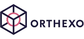 Orthexo Logo mit pinkem Kreis im geometrischen Würfel und dunkler Schrift
