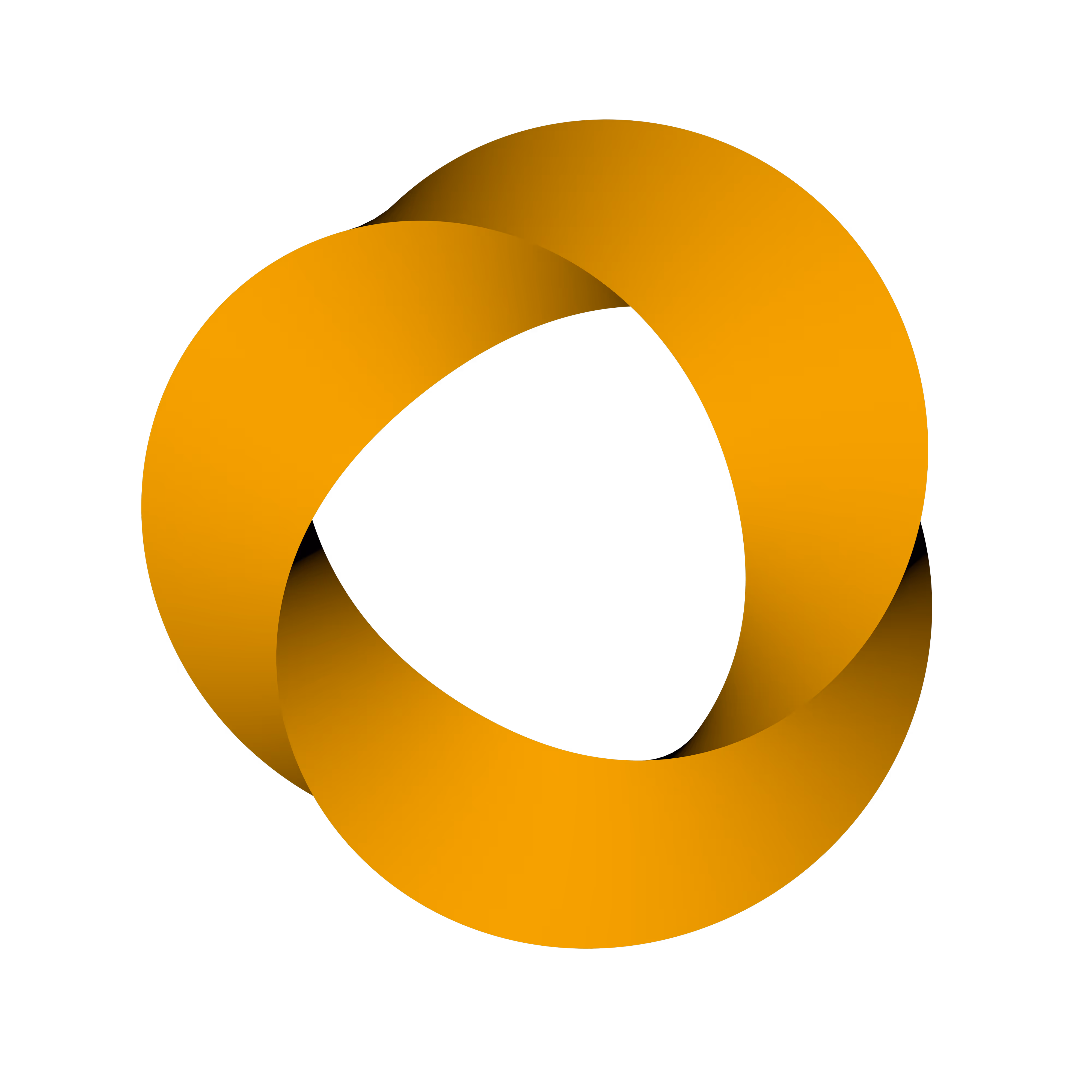 A golden Mobius strip forming an infinity symbol on a plain white background.