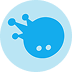 Blue circular icon with a stylized alien or bug with three antennae and two eyes.