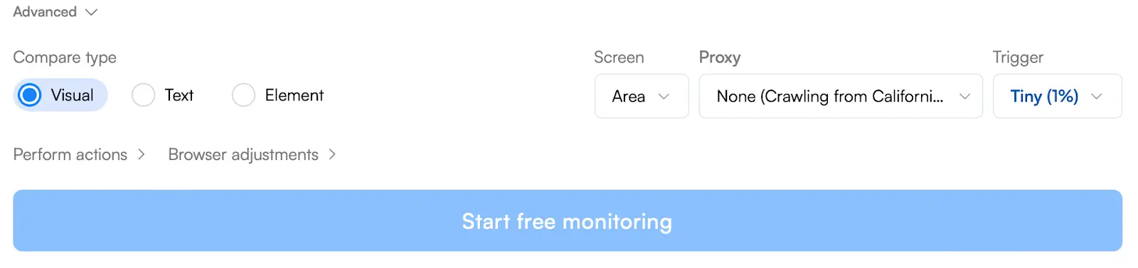 Select tracking type for website tracking.