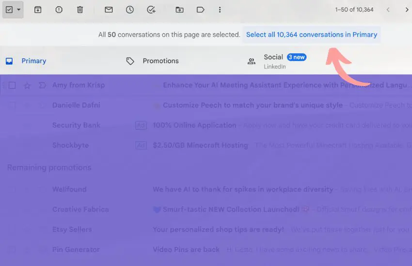 How to mass delete emails on Gmail