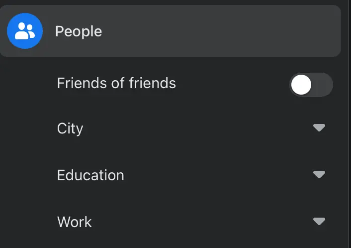 Use Facebook filter to narrow down the people search on Facebook