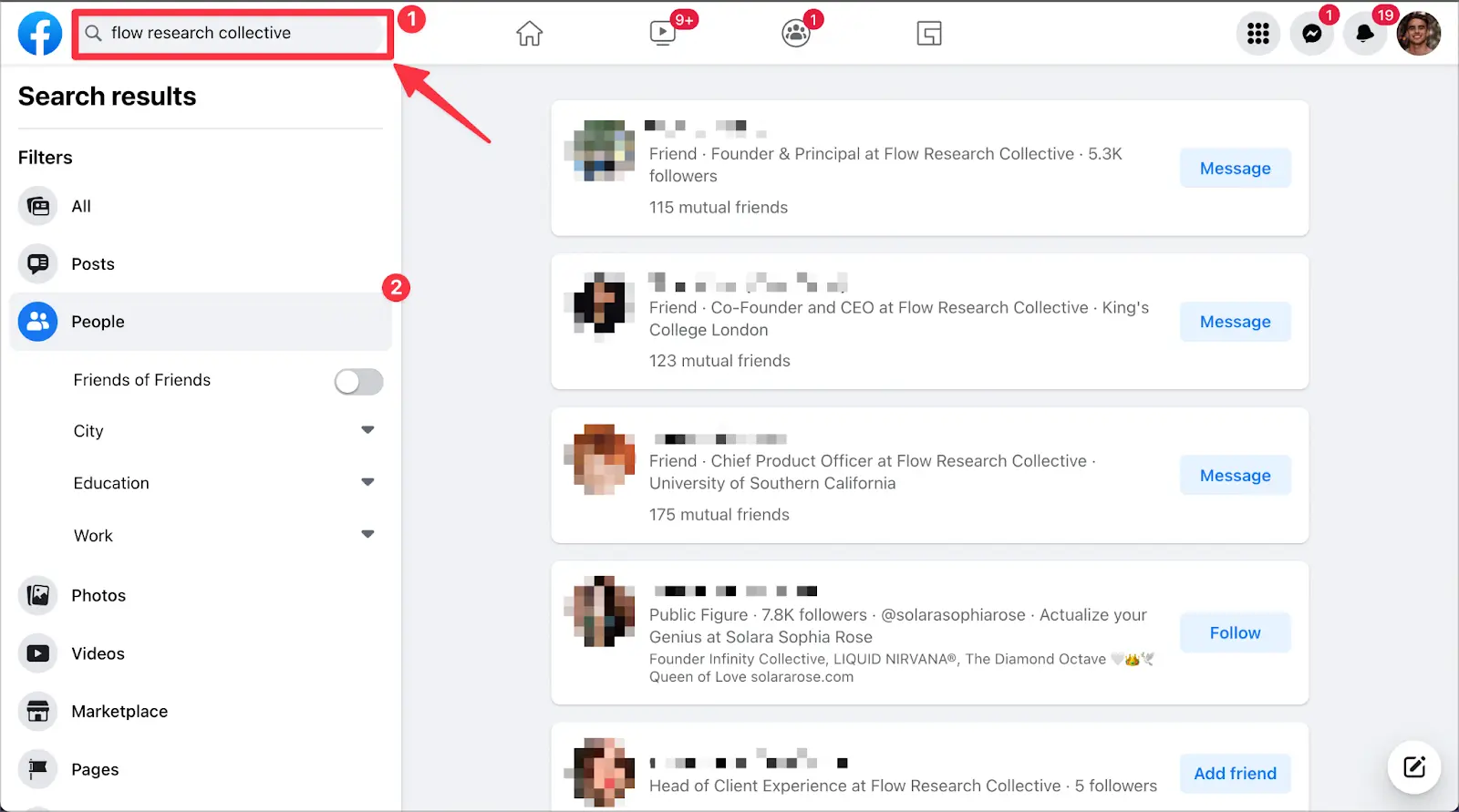 How to find people on Facebook by job