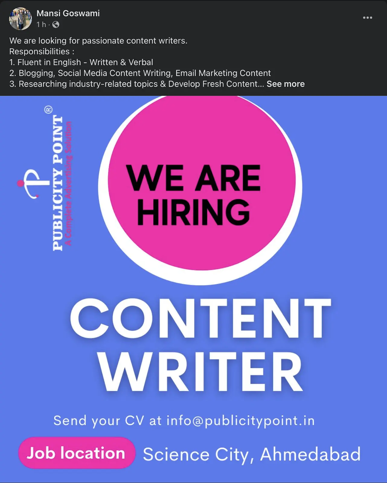 Apply for jobs on Facebook groups and engage with the members