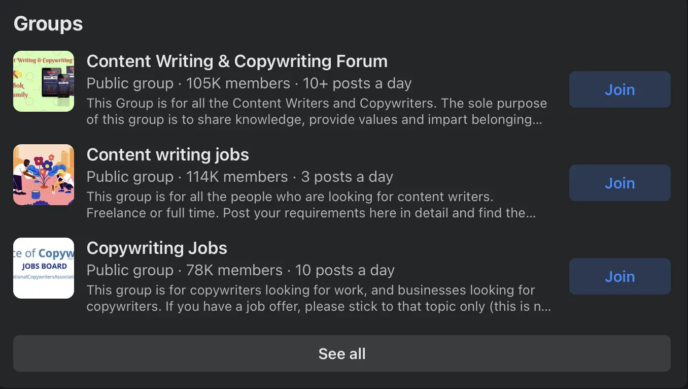 How to find jobs on Facebook.