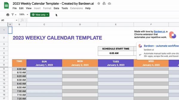 How to make a calendar in Google Sheets