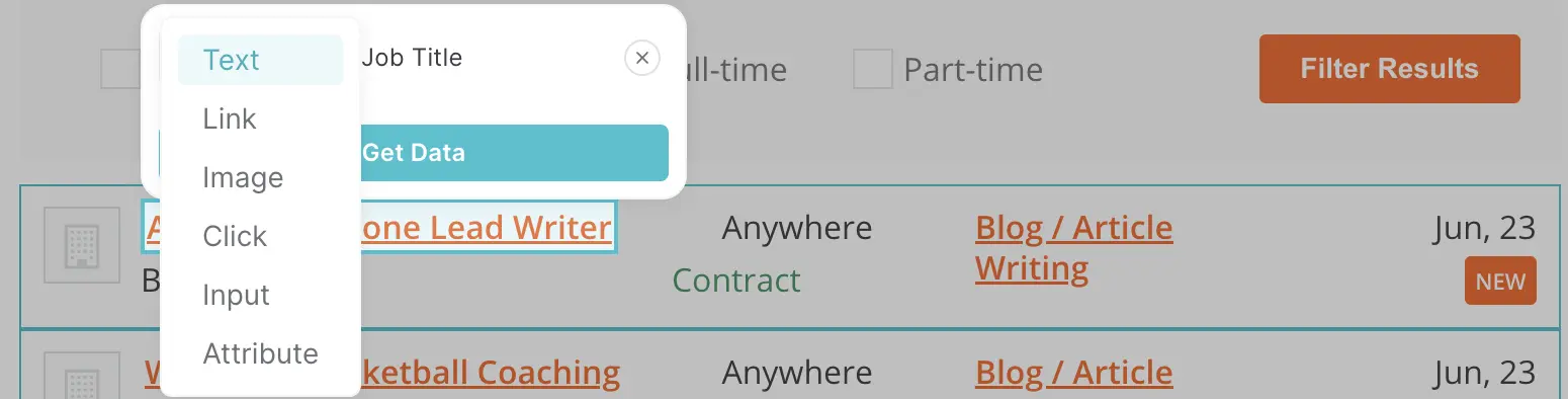 Select elements to scrape on the website.