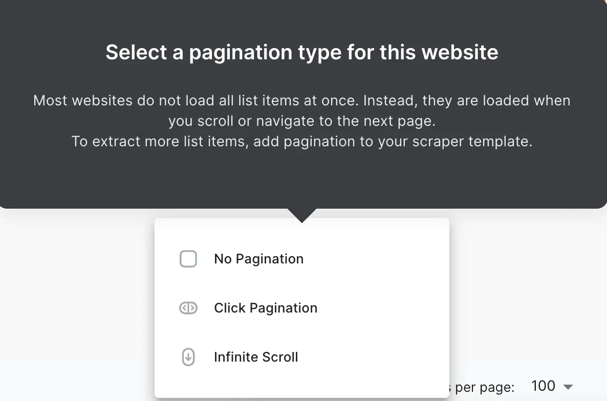 Enable pagination for web scraping.