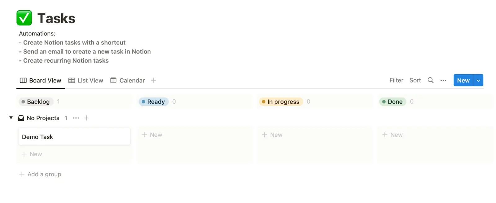 Notion New Year resolution template