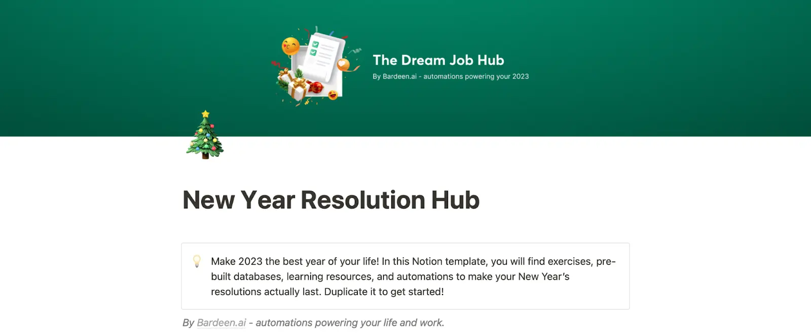 Notion New Year resolution template