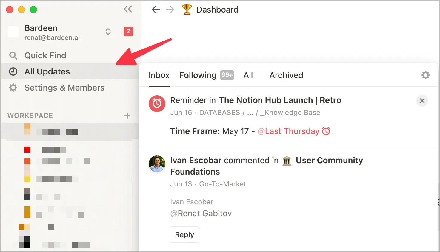 Collaboration in Notion.
