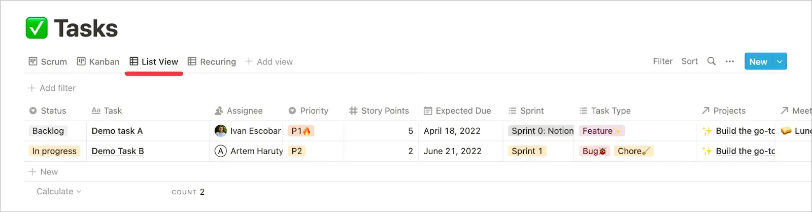 Create database views.