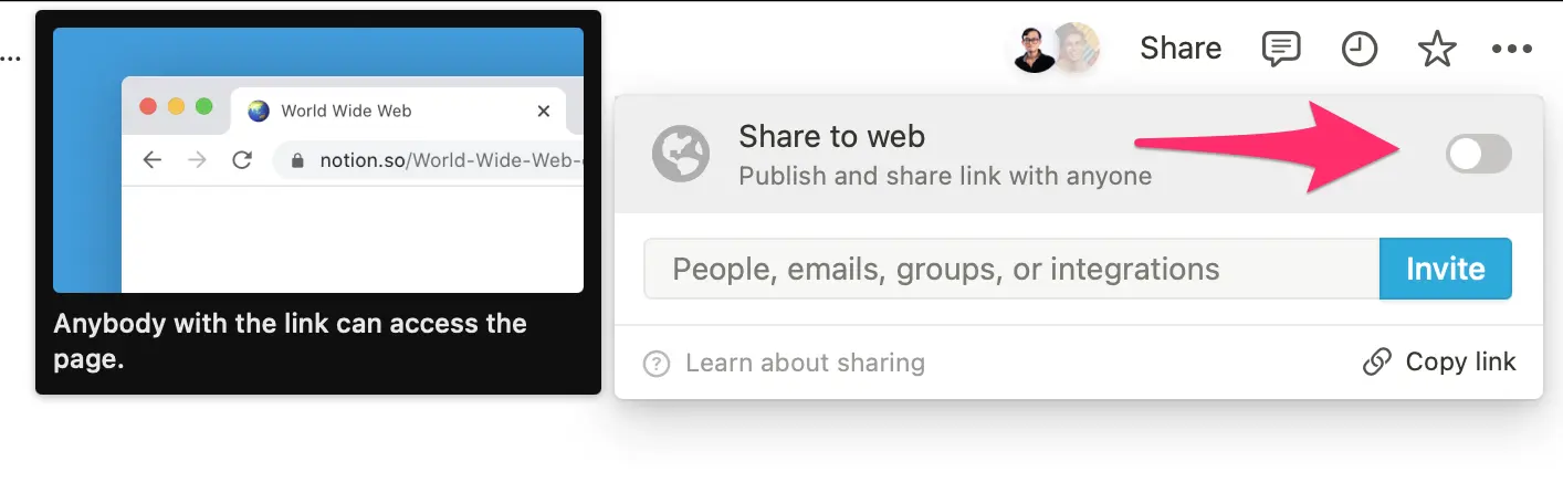 Embed a Notion page into another website.