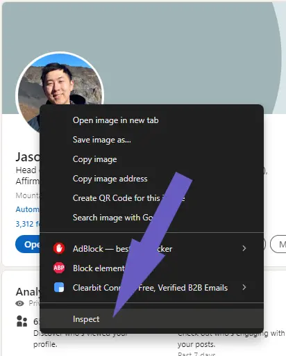 How to download LinkedIn profile picture - browser inspect
