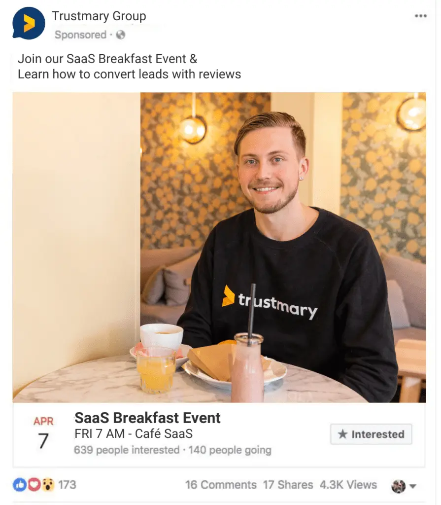 Facebook lead gen ad showing how to create awareness in a specific geographic area