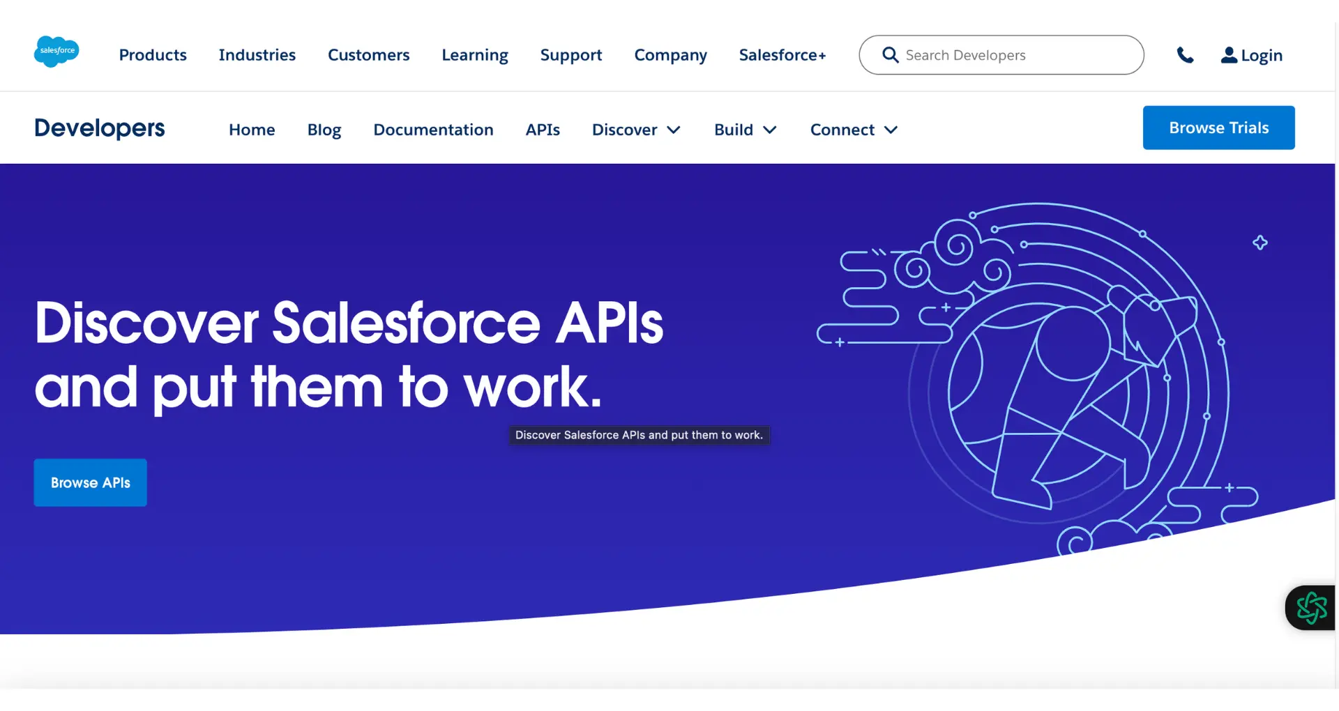 Salesforce API landing page