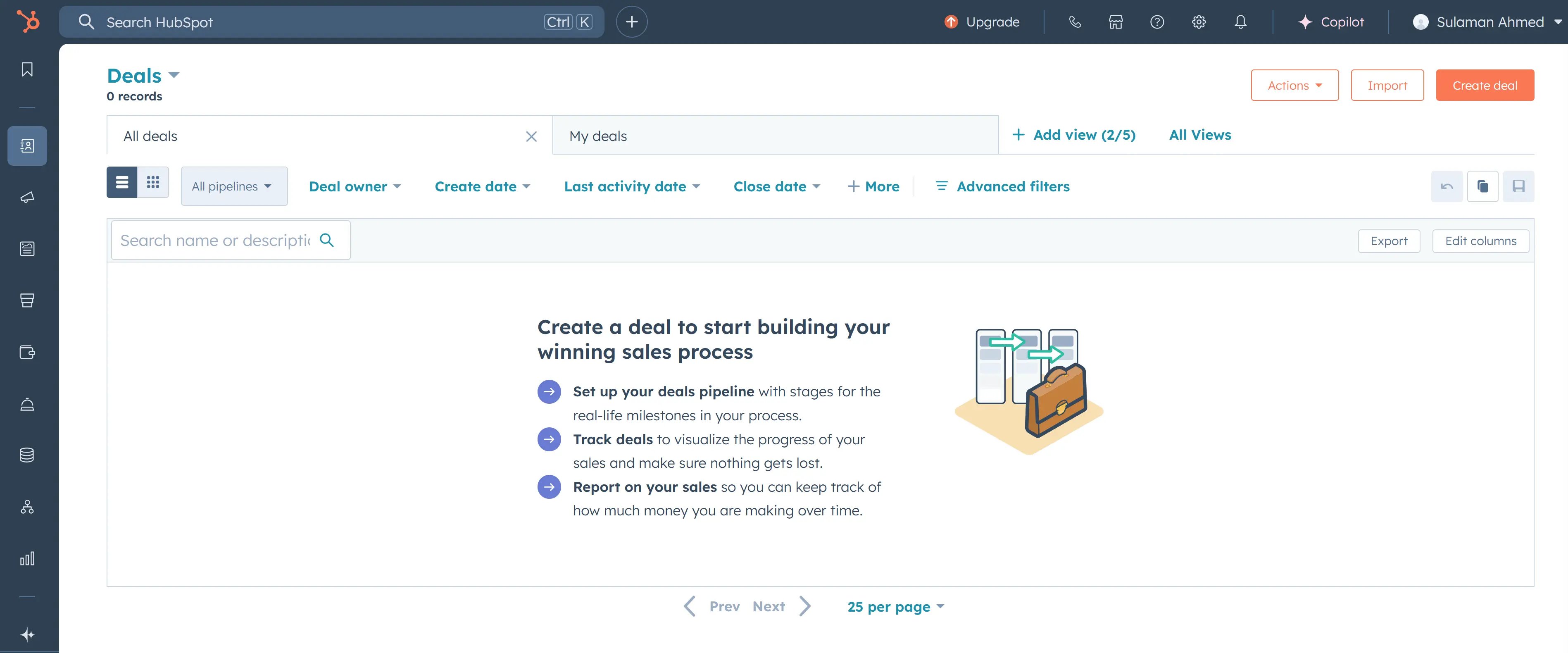 HubSpot deal stages dashboard