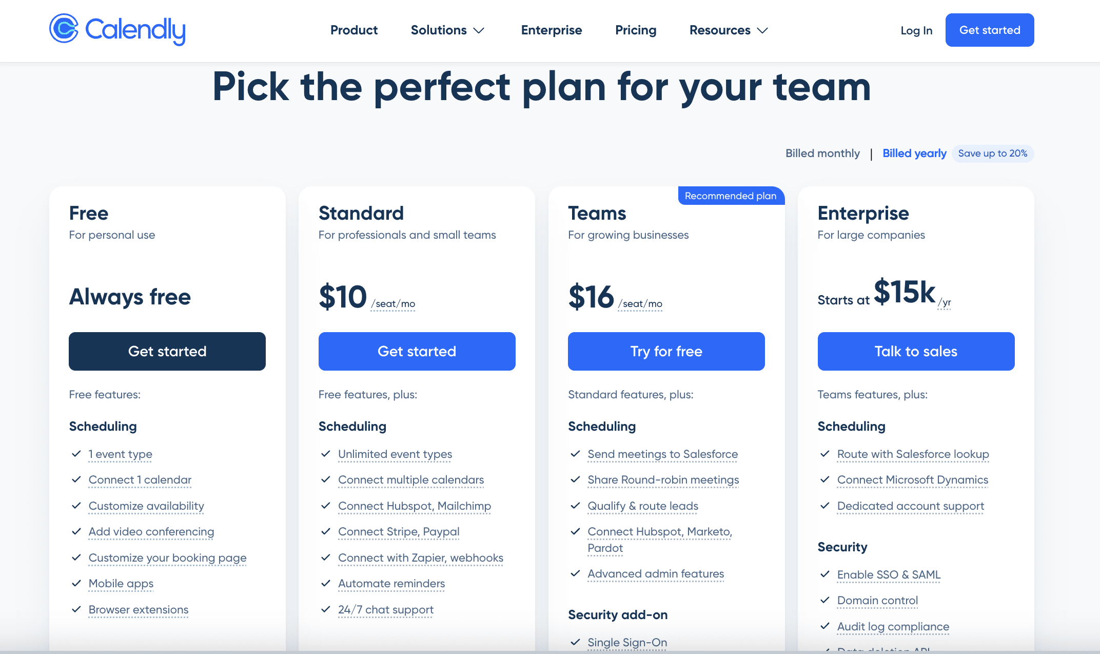 Calendly pricing and plans 2025