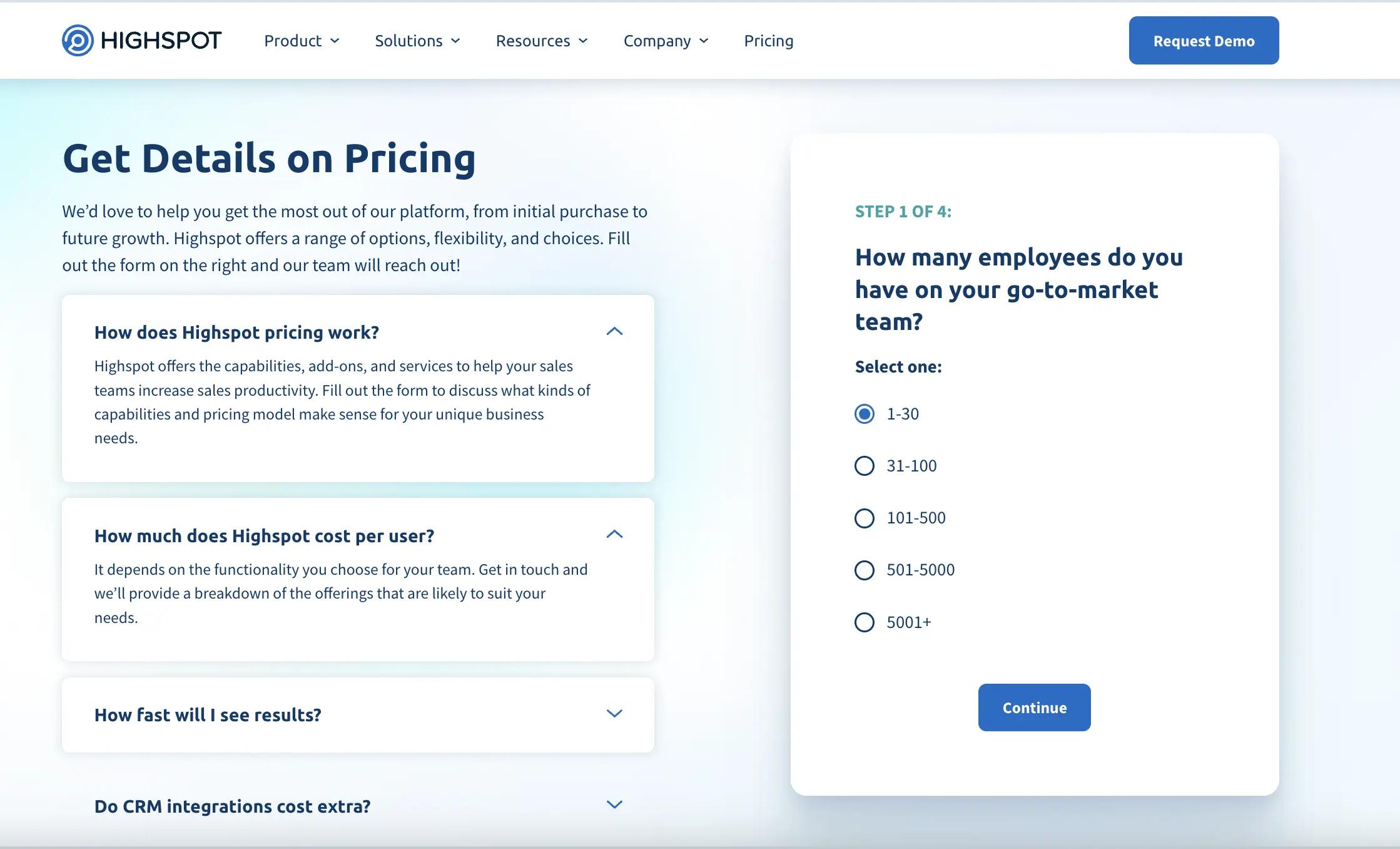 HighSpot pricing and plans 2025