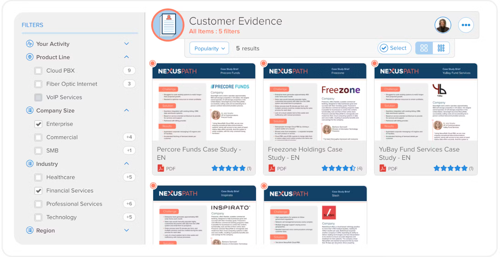 Graphic image displaying an interface from Highspot.