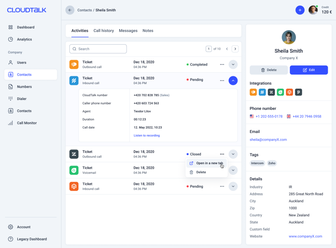 Graphic image displaying an interface from CloudTalk.