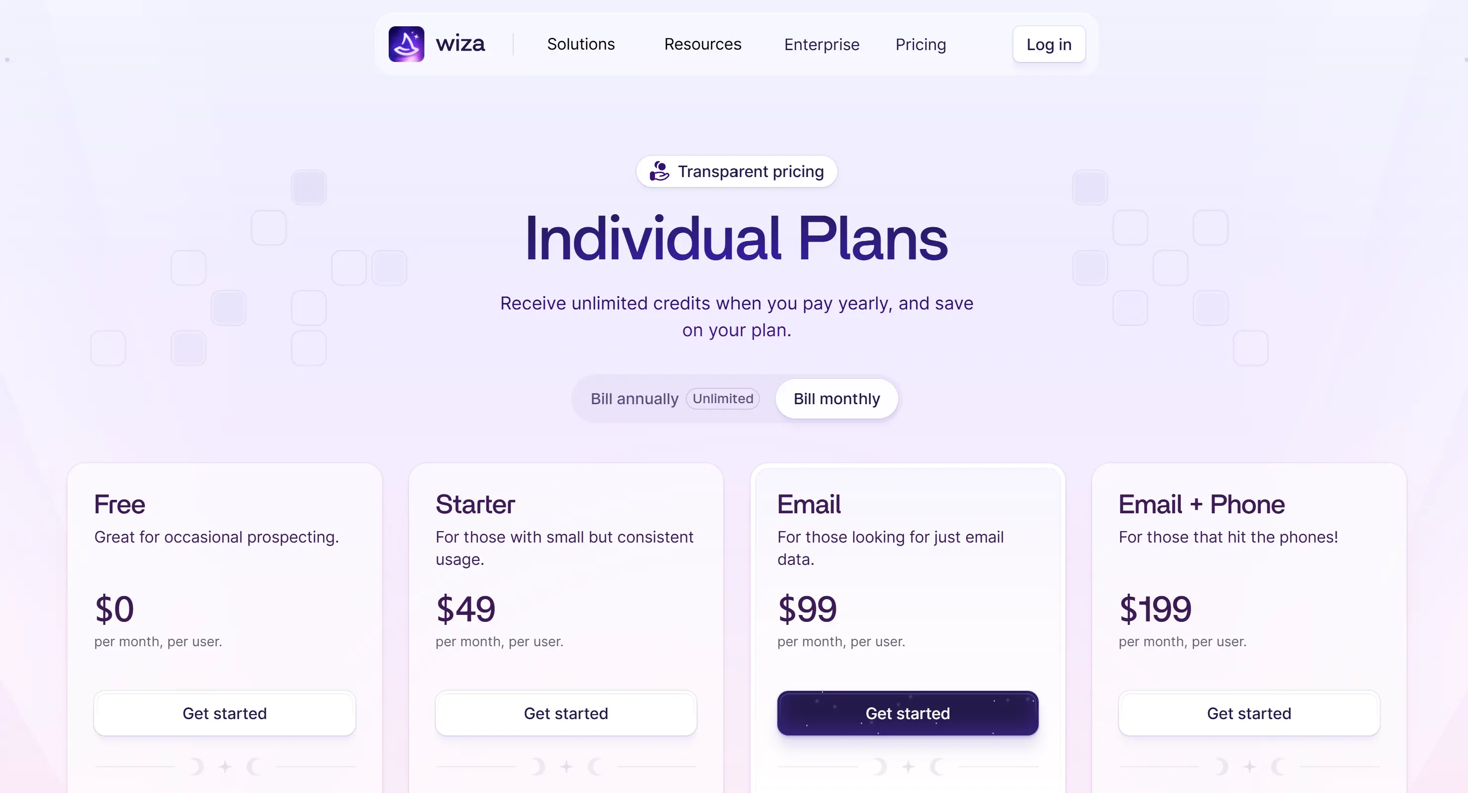 Wiza pricing and plans 2025