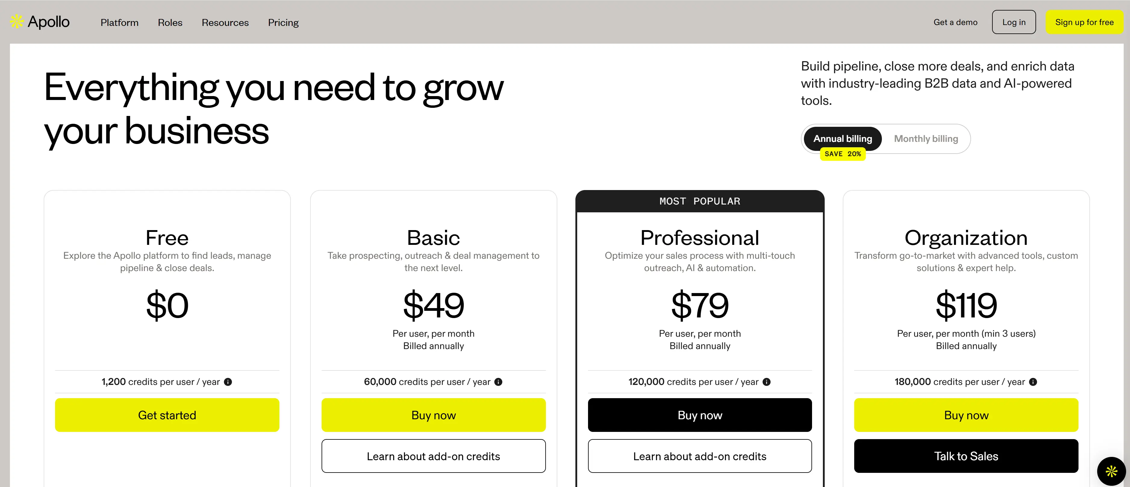Apollo.io pricing and plans 2025