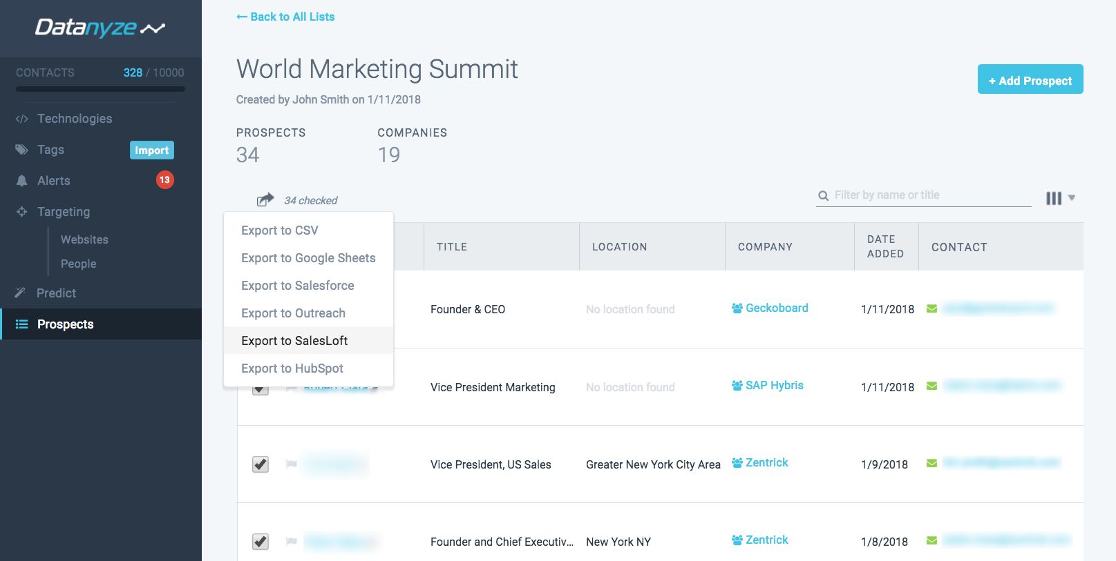 Datanyze for sales prospecting