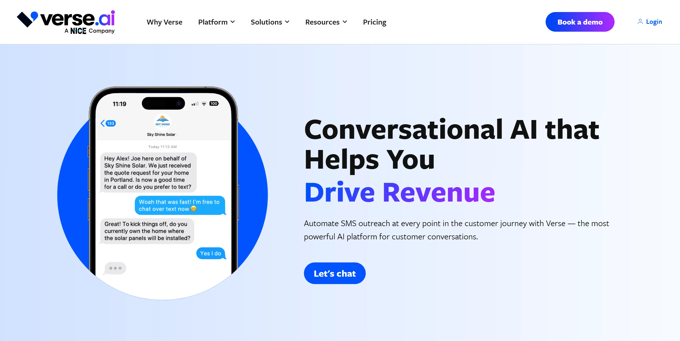 Verse.ai lead generation software dashboard