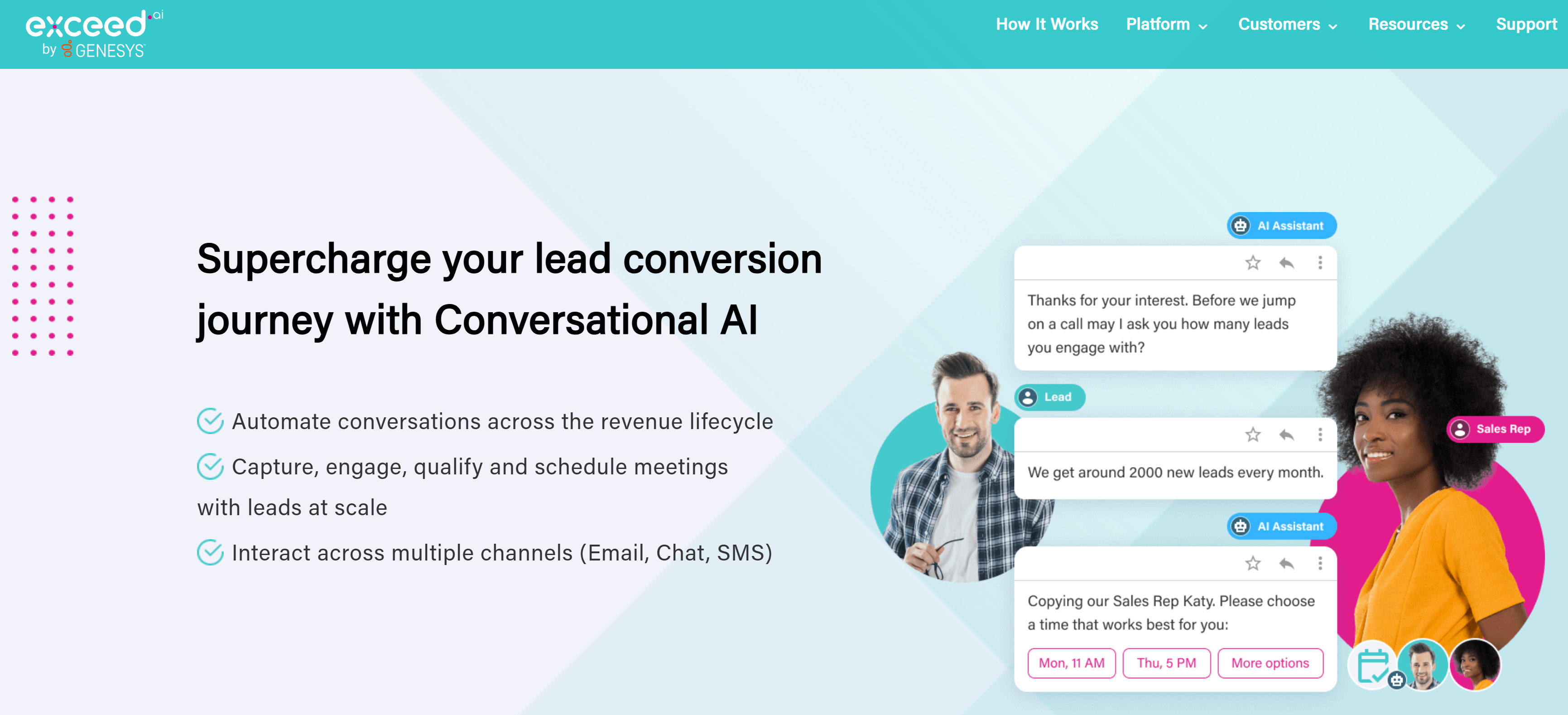 Exceed.ai lead generation software dashboard