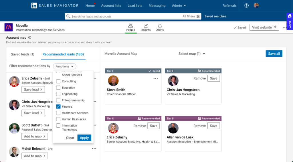 LinkedIn Sales Navigator for sales prospecting automation