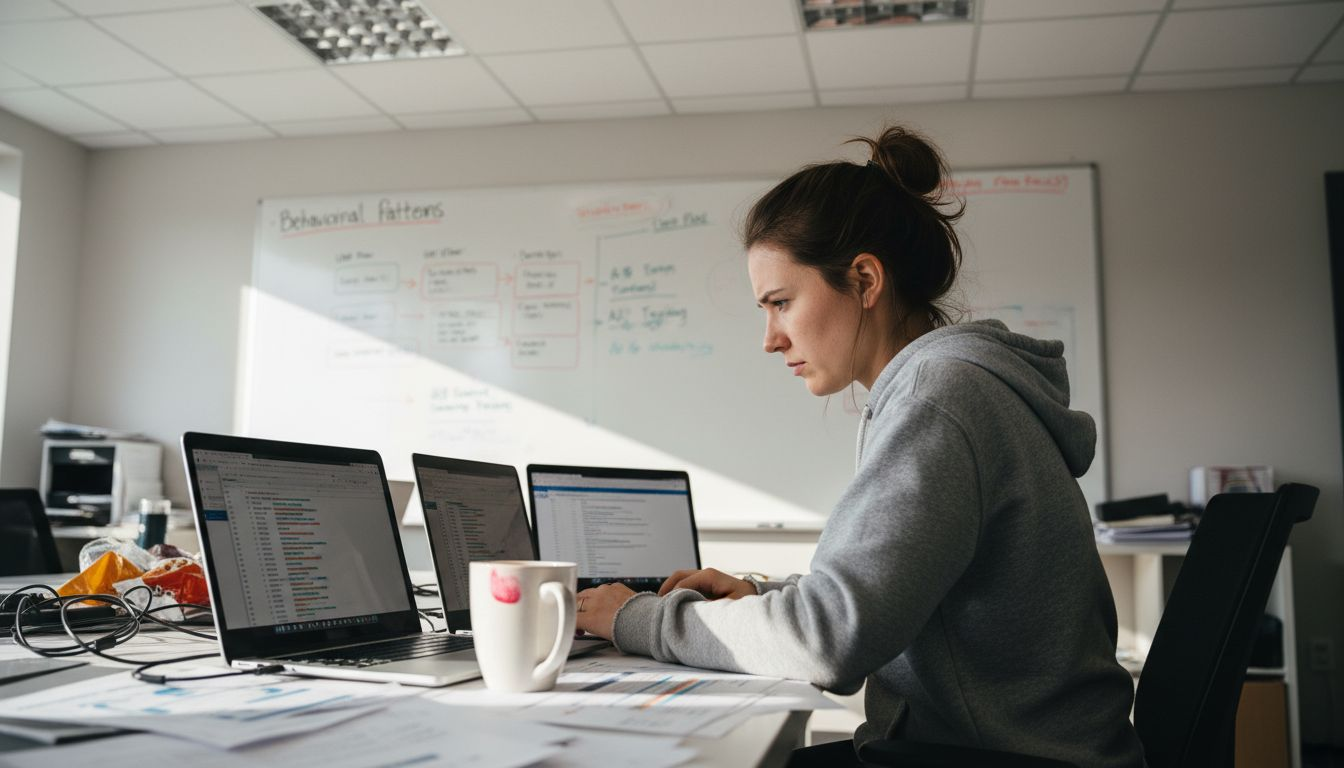Marketer reviewing session logs and behavior