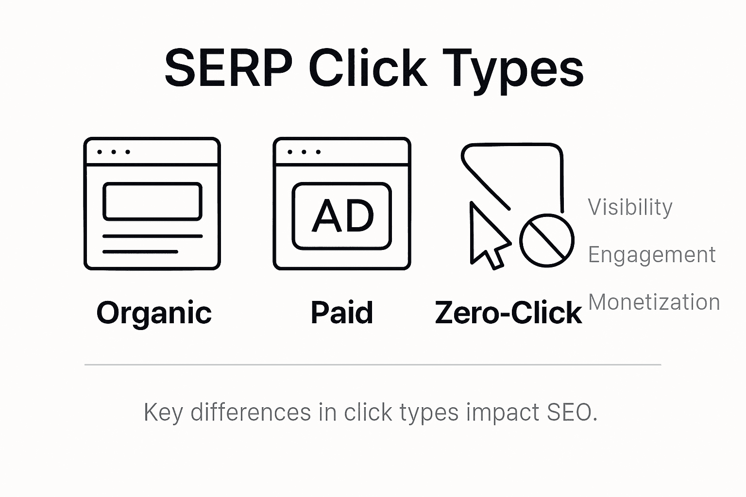 Infographic showing SERP click type impacts