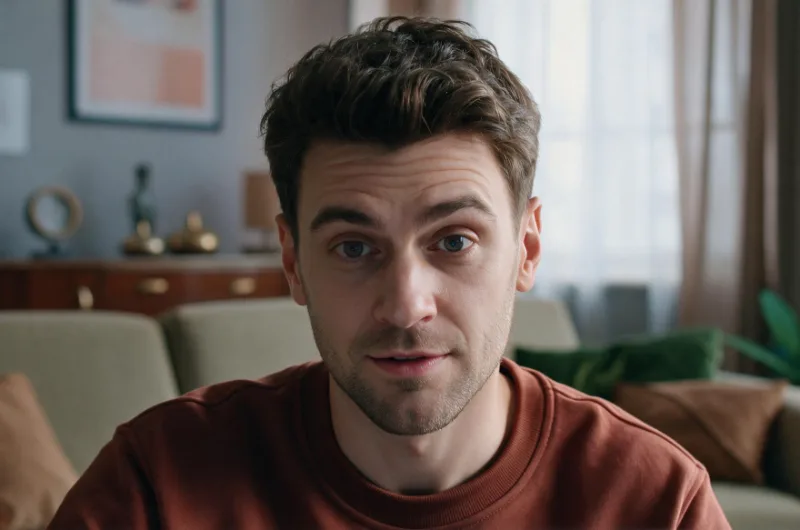 Close-up of a young man having a video call with his wellness coach in his living room.