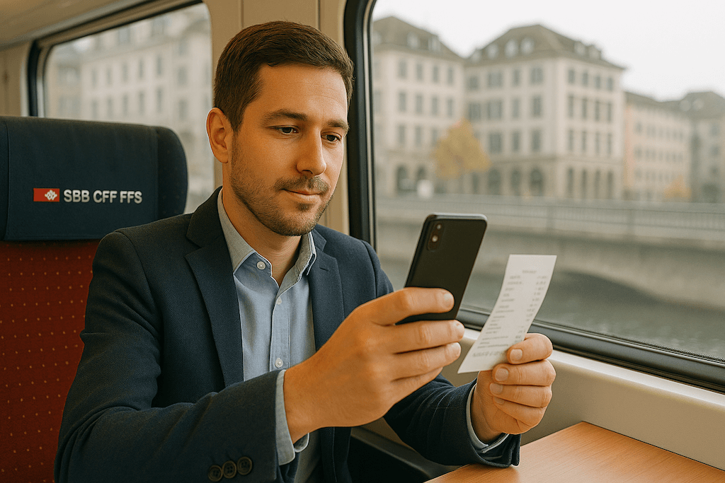 Beleg scannen mit Smartphone App unterwegs in der Schweiz