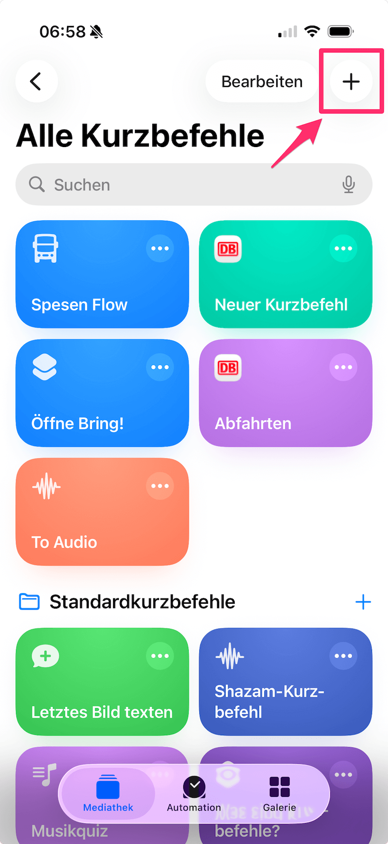 Neuen Kurzbefehl erstellen