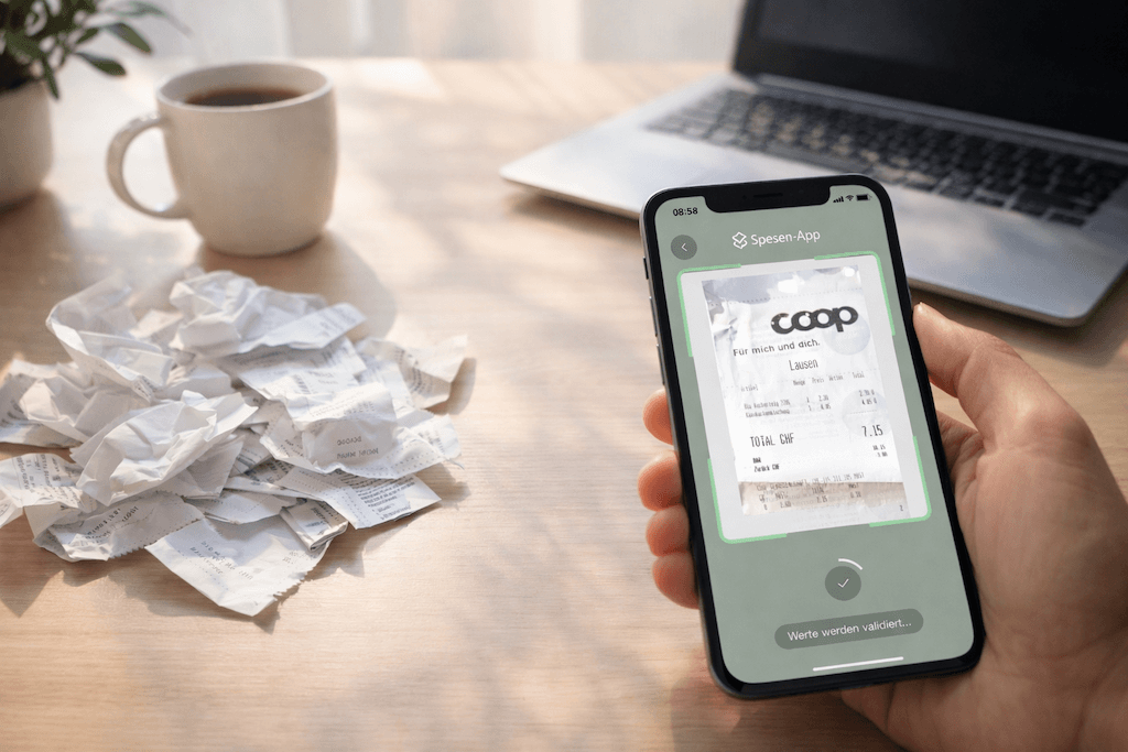 Beleg scannen mit der Spesen App: Digitales Spesenmanagement zum Jahresanfang für Unternehmen in der Schweiz