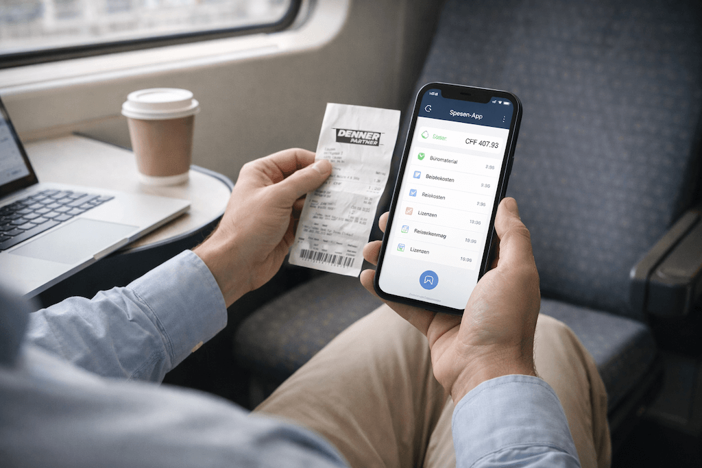Spesenbeleg unterwegs mit dem Smartphone digital erfassen in einer Spesen App