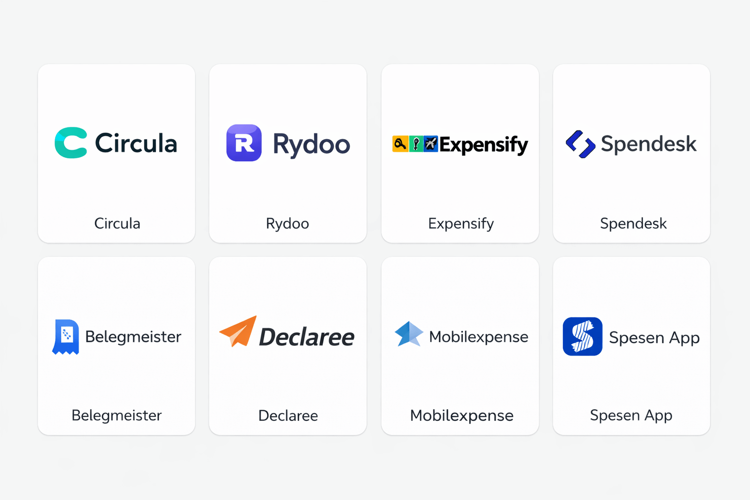 Übersicht der wichtigsten Spesen-Apps im Vergleich 2026, darunter Circula, Rydoo, Expensify, Spendesk, Belegmeister und Spesen App
