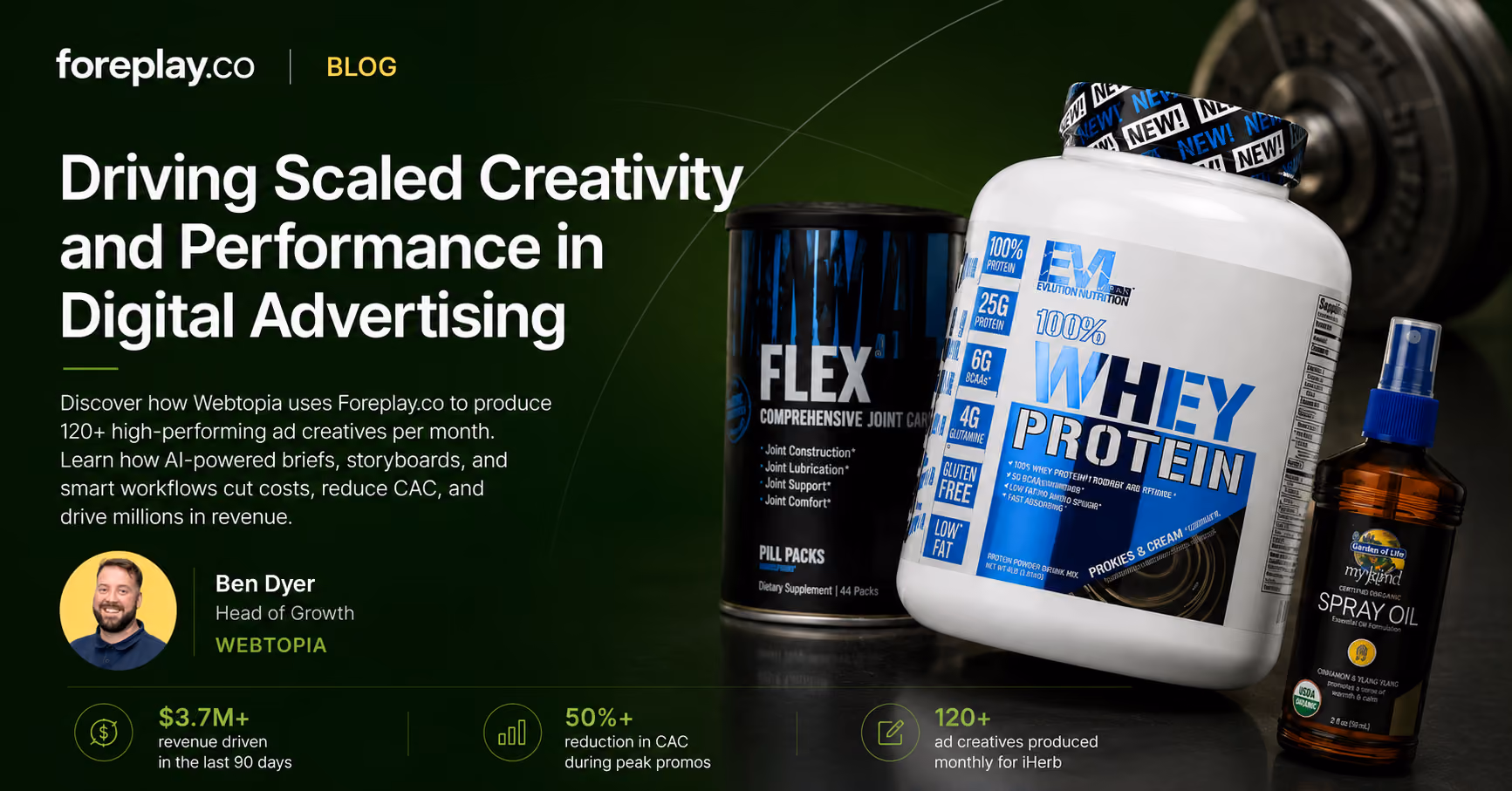 Discover how Webtopia uses Foreplay.co to produce 120+ high-performing ad creatives per month. Learn how AI-powered briefs, storyboards, and smart workflows cut costs, reduce CAC, and drive millions in revenue.