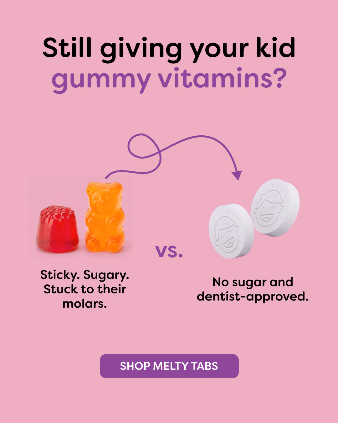 Kids multivitamin lifestyle ad creative for picky eaters in 4x5 format