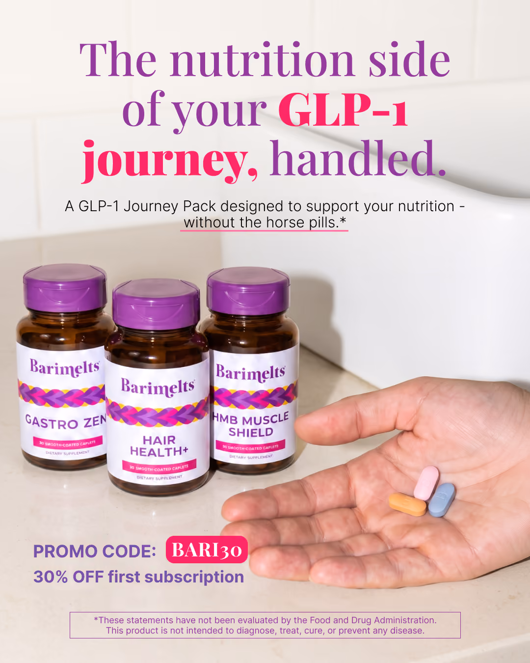 GLP-1 nutrition support bundle ad creative in 4x5 format