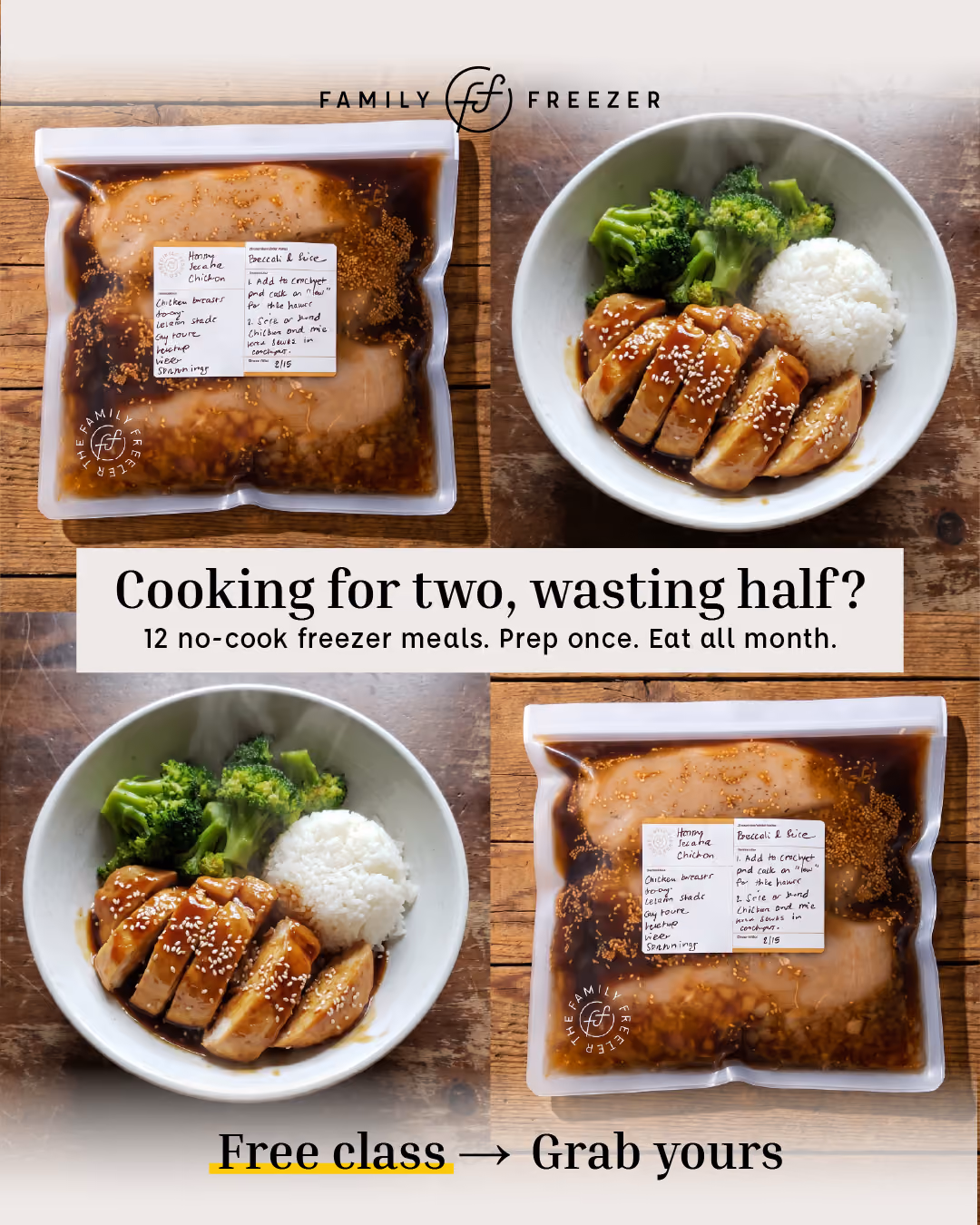 Food brand static ad creative targeting empty nesters in 4x5 format